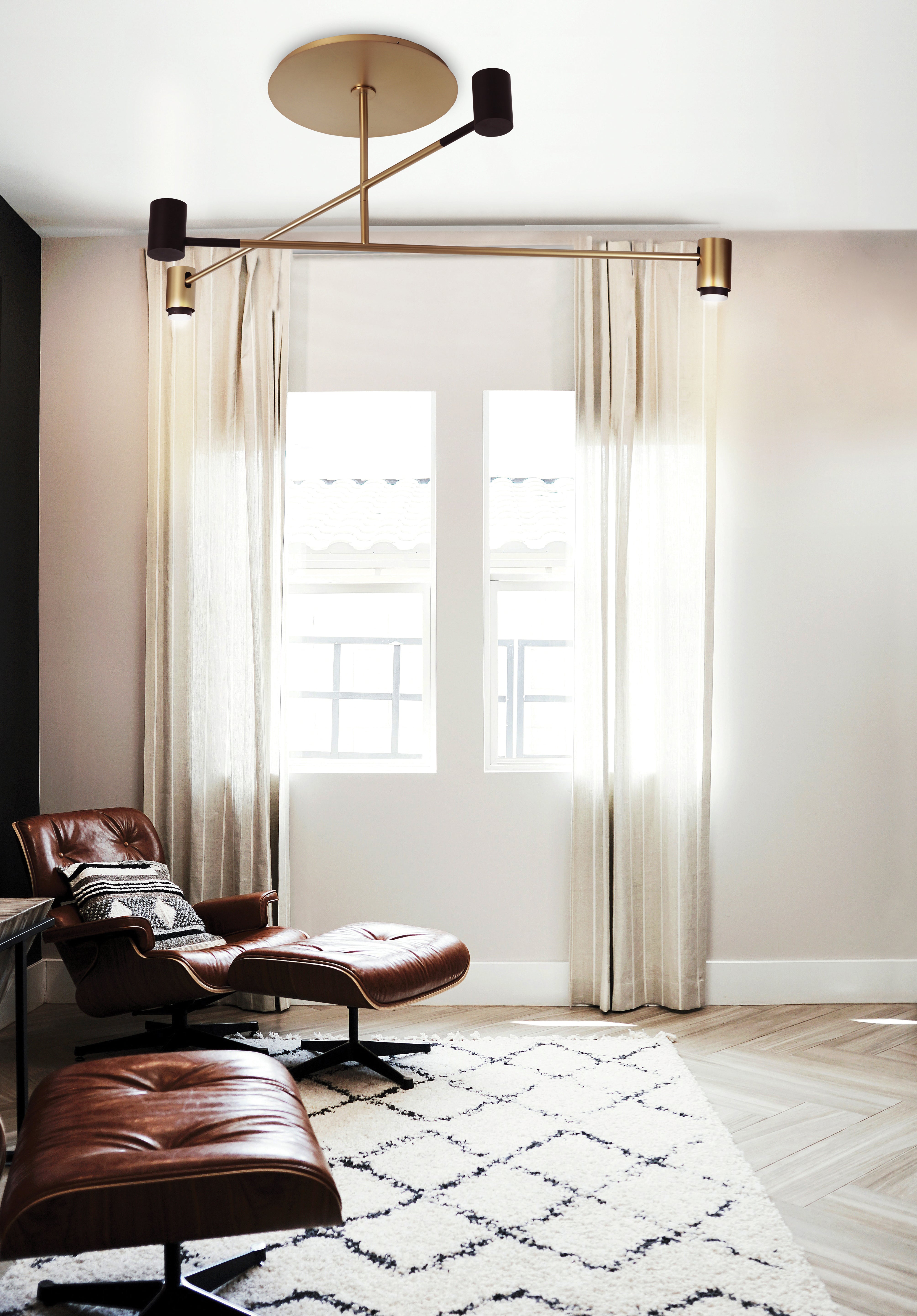 Contardi Lighting Melanocetus Double Ceiling Light - Satin Gold With Matt Black Lacquered Details - Satin Plexiglass