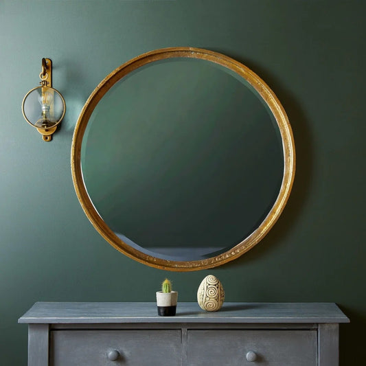 Pooky Feathers Mirror in antiqued gold