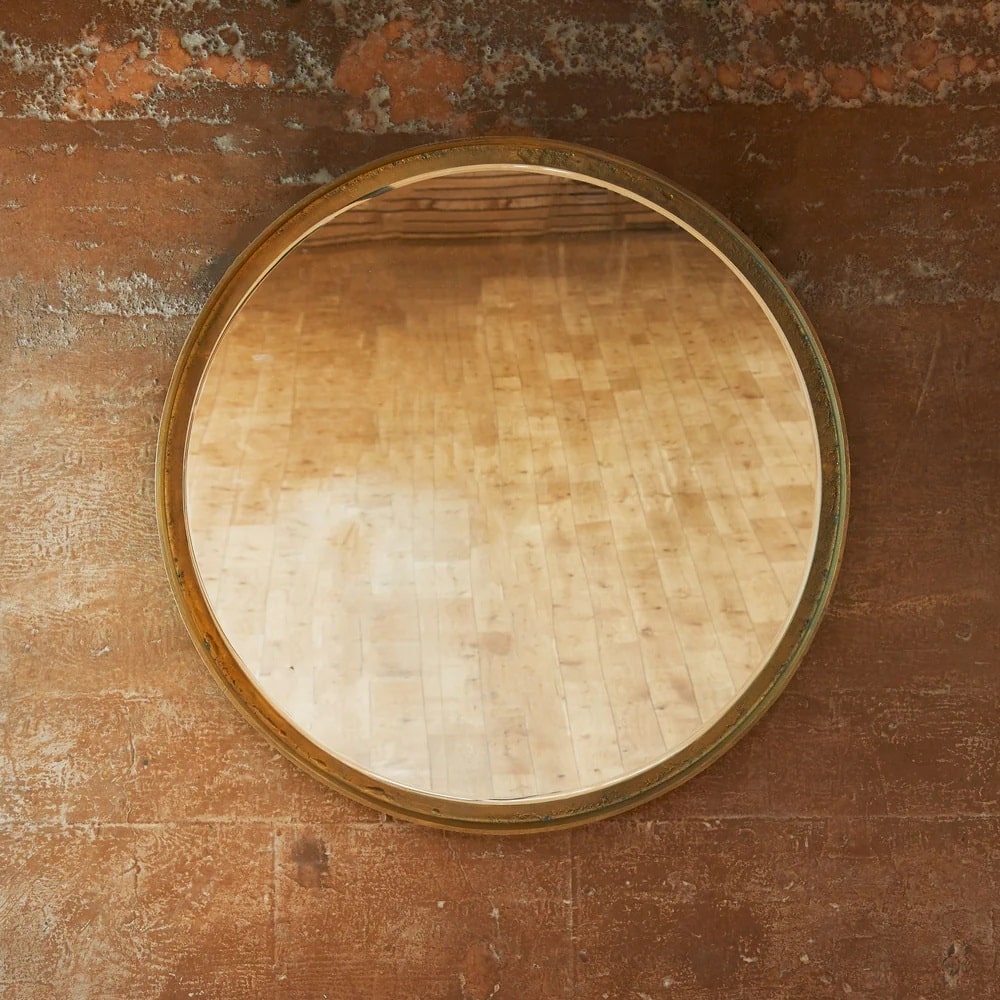 Pooky Feathers Mirror in antiqued gold