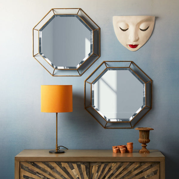 Pooky - Octagon Mirror - Clear Glass with Antique Gold Frame