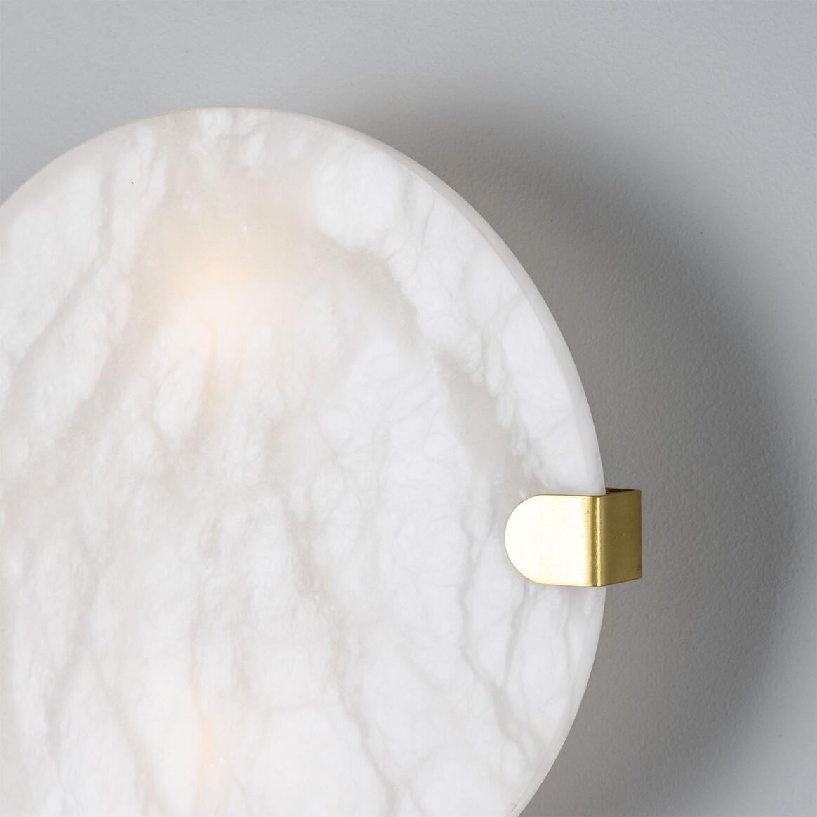 Mullan - Dundee Circular Alabaster Wall Light 25cm IP44 - Satin Brass Finish