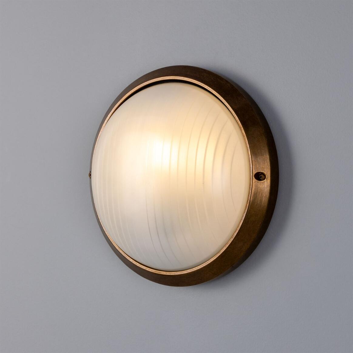 Mullan - Florina Round Dome Outdoor Wall Light 26cm IP44 - Antique Brass Finish