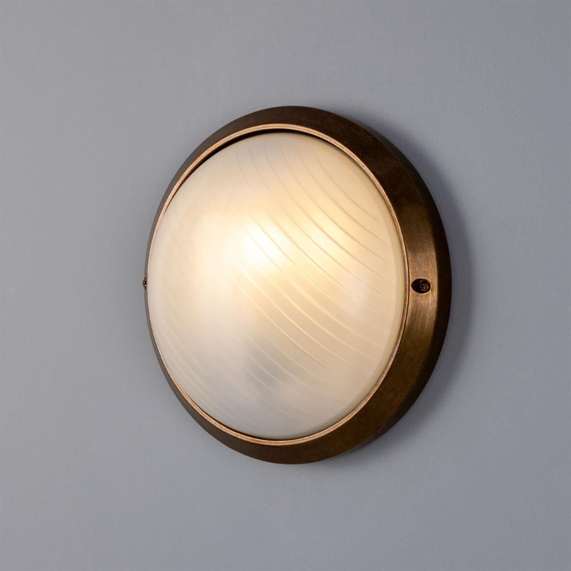 Mullan - Florina Round Dome Outdoor Wall Light 26cm IP44 - Antique Brass Finish