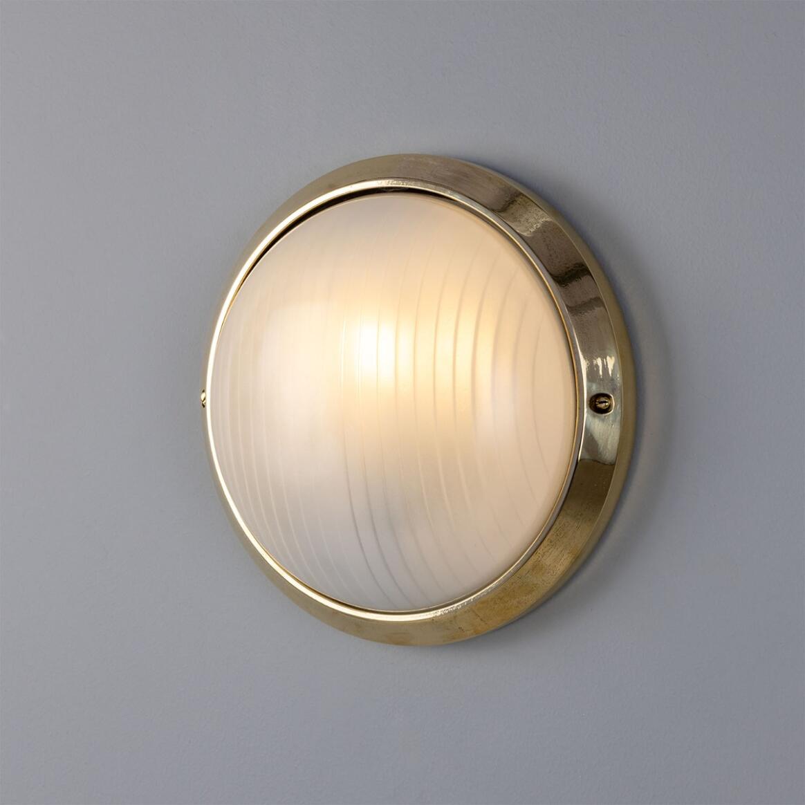 Mullan - Florina Round Dome Outdoor Wall Light 26cm IP44 - Natural Brass Finish