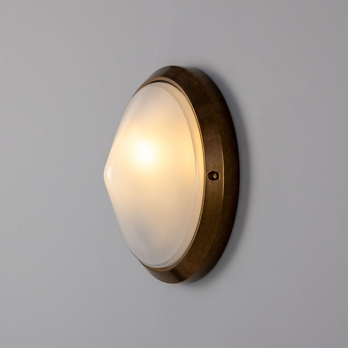 Mullan - Veria Round Pointed Outdoor Wall Light 26cm IP44 - Antique Brass Finish