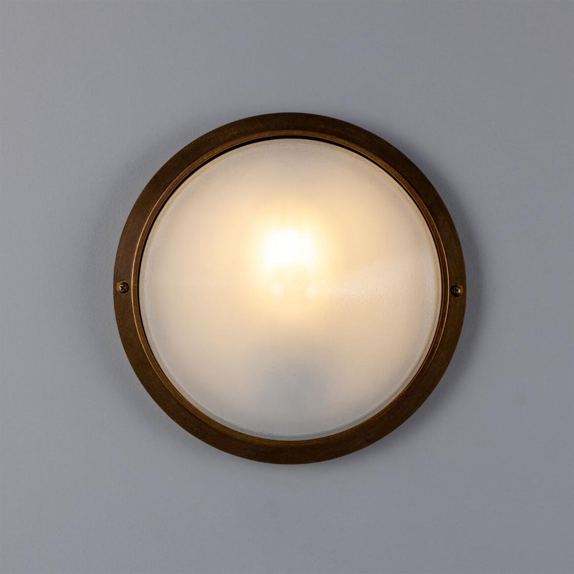 Mullan - Veria Round Pointed Outdoor Wall Light 26cm IP44 - Antique Brass Finish