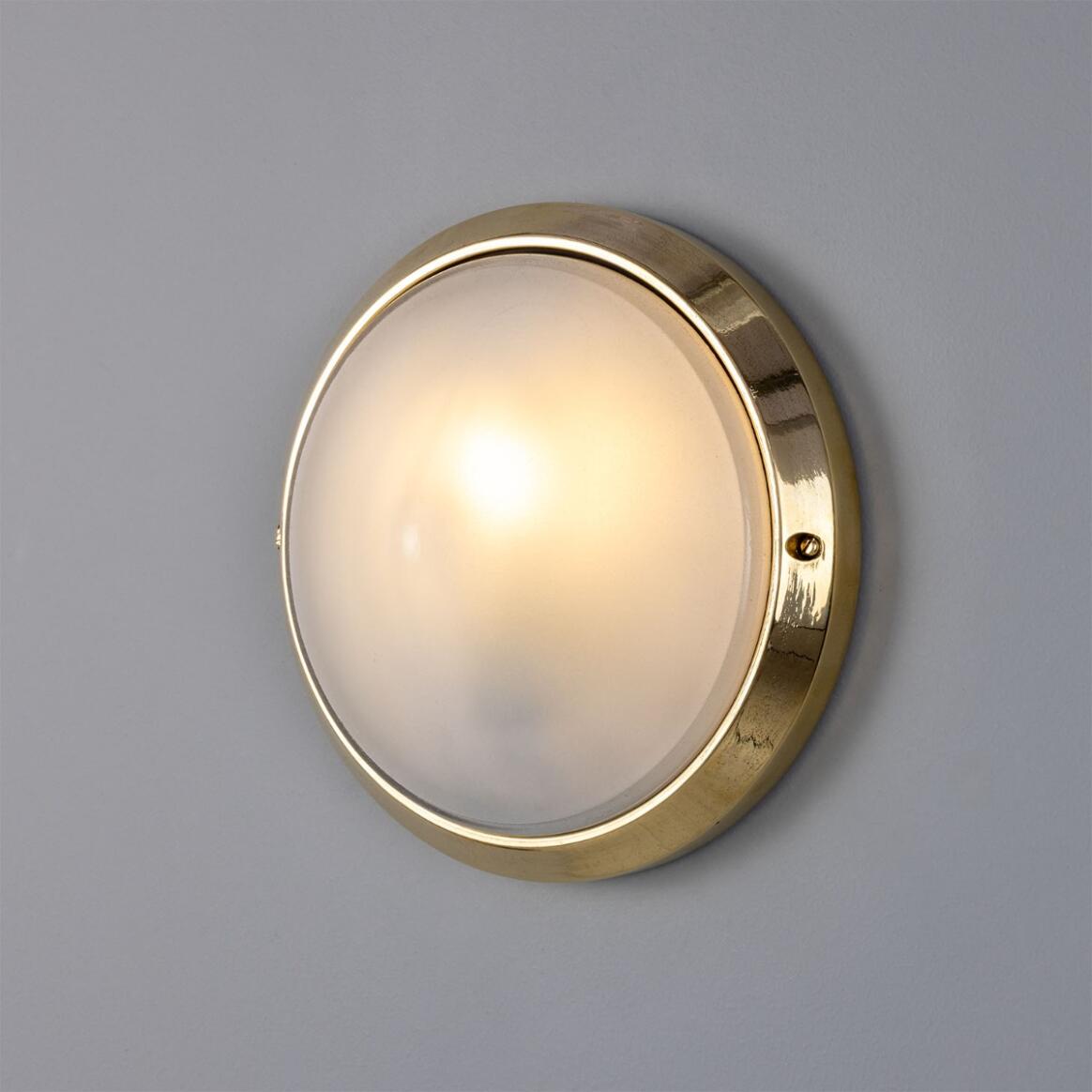 Mullan - Veria Round Pointed Outdoor Wall Light 26cm IP44 - Natural Brass Finish