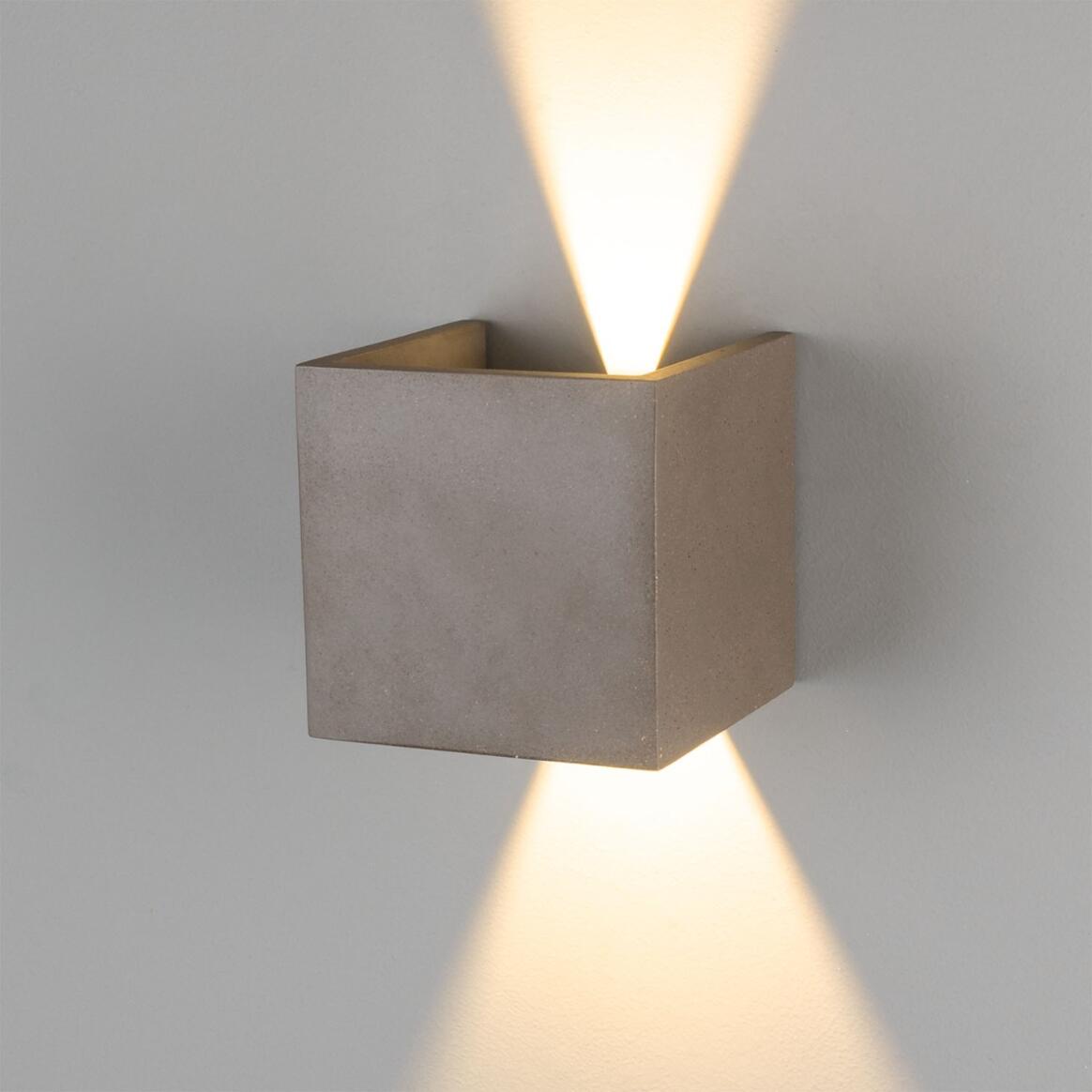 Mullan - Marseille Cube Outdoor Concrete Wall Light 14cm IP65 - Grey Concrete Finish