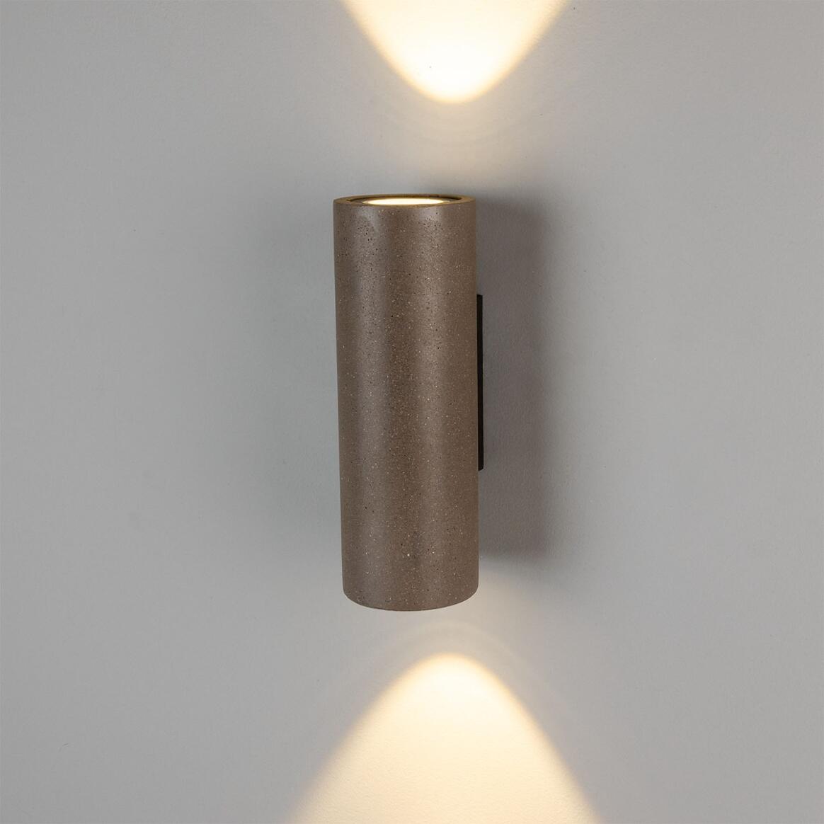 Mullan - Pudong Cylindrical Outdoor Concrete Wall Light 9cm IP65 - Grey Concrete Finish