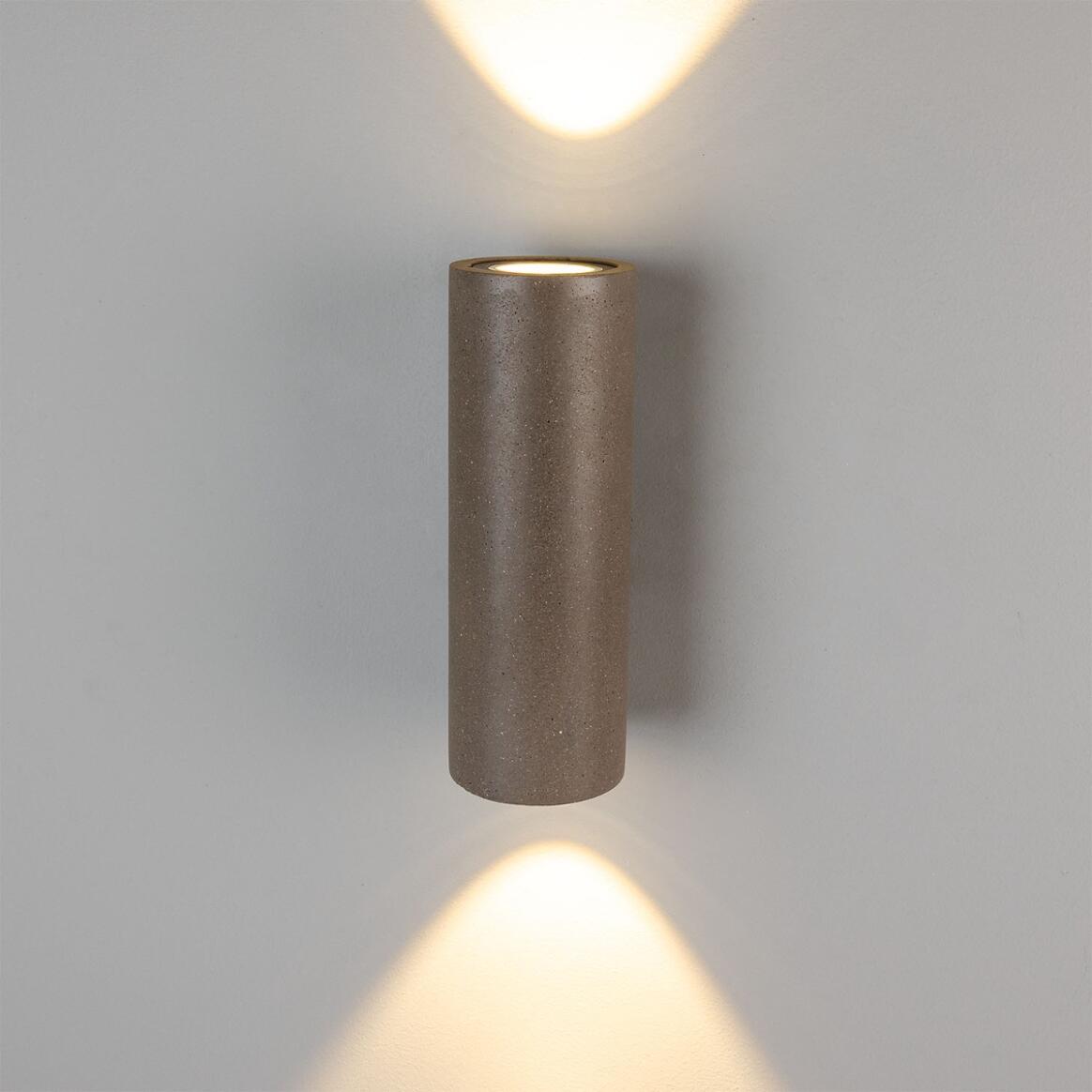 Mullan - Pudong Cylindrical Outdoor Concrete Wall Light 9cm IP65 - Grey Concrete Finish