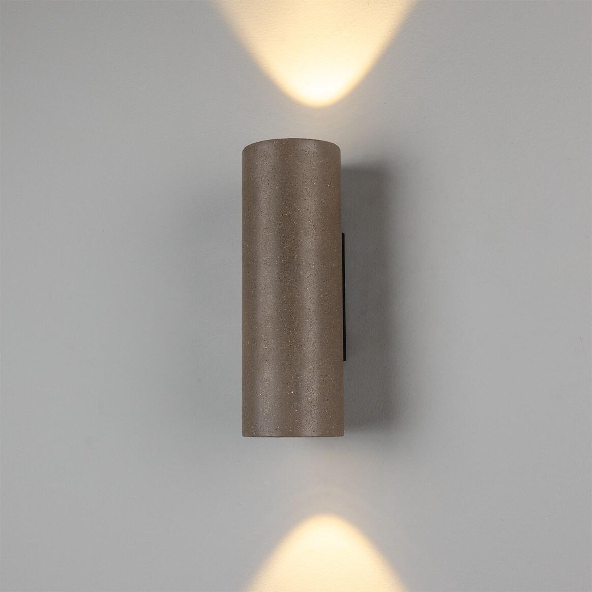 Mullan - Pudong Cylindrical Outdoor Concrete Wall Light 9cm IP65 - Grey Concrete Finish