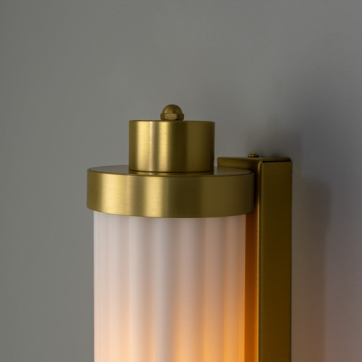 Mullan - Double Louise Opal Glass Bathroom Wall Light 88cm IP44 - Satin Brass Finish