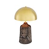 Mullan Cassia Tall Ceramic Table Lamp with Brass Dome Shade - Black Clay