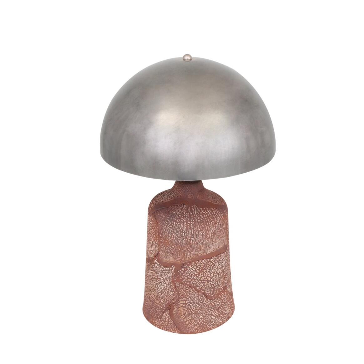 Mullan Cassia Tall Ceramic Table Lamp with Brass Dome Shade - Red Iron