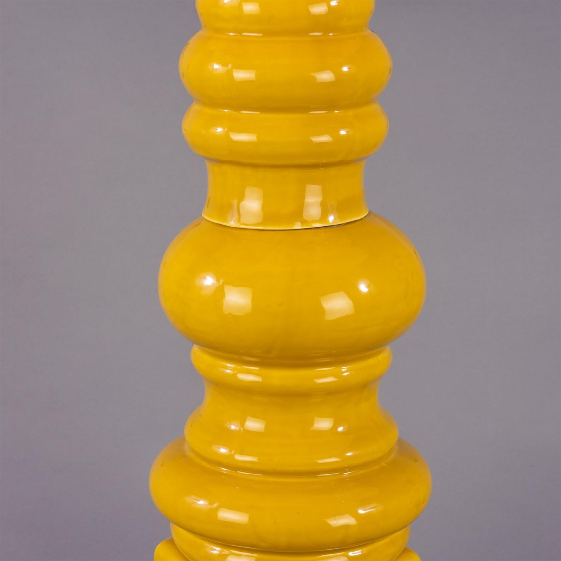 Mullan Safi Large Ceramic Table Lamp with Fabric Shade 138cm IP20 - Mustard Yellow Finish