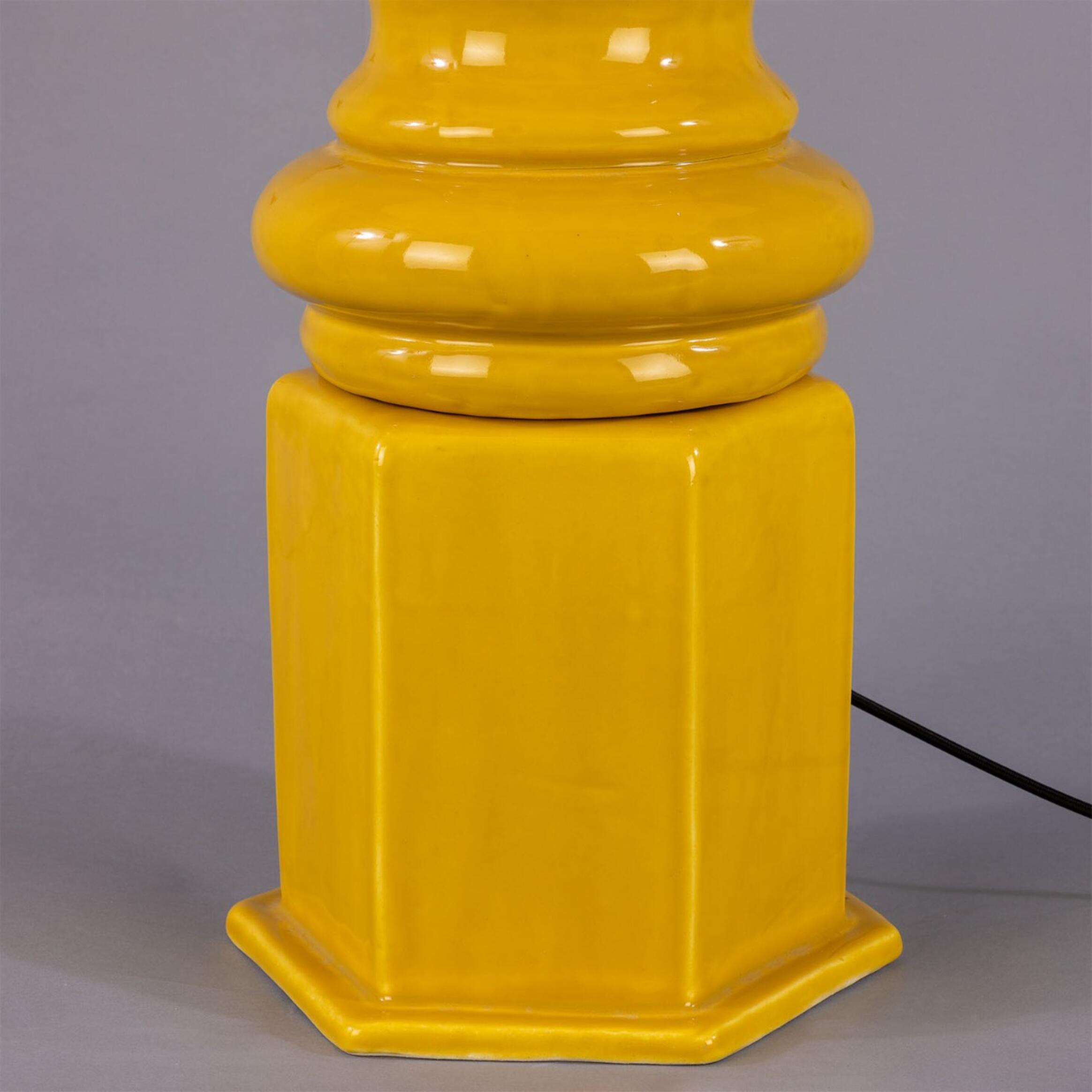 Mullan Safi Large Ceramic Table Lamp with Fabric Shade 138cm IP20 - Mustard Yellow Finish