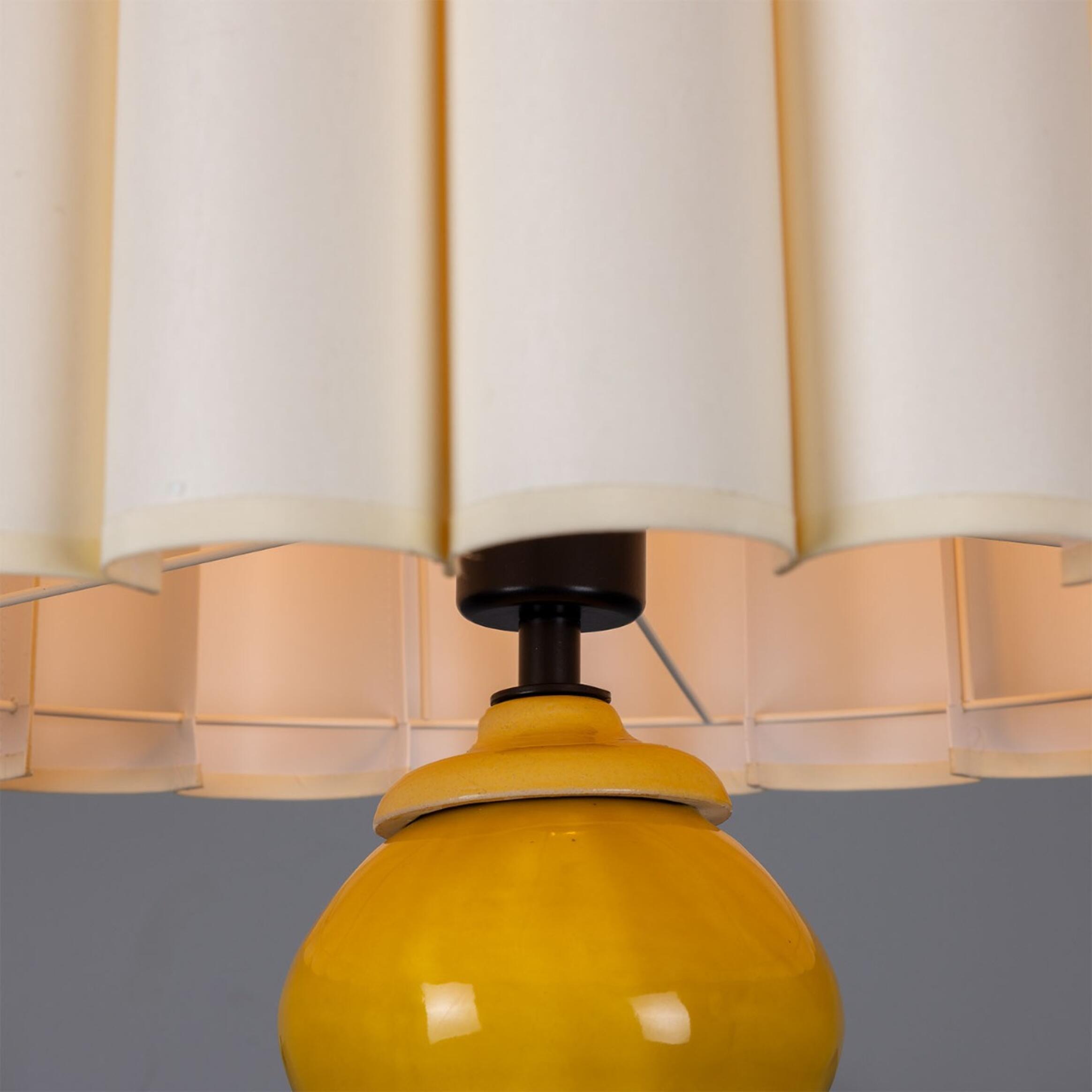 Mullan Safi Large Ceramic Table Lamp with Fabric Shade 138cm IP20 - Mustard Yellow Finish