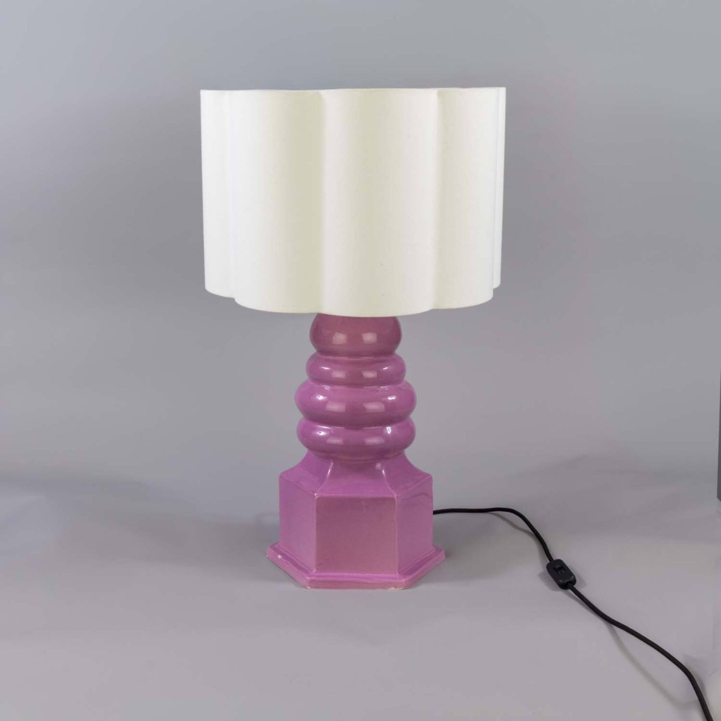 Mullan Safi Small Ceramic Table Lamp with Fabric Shade 75cm IP20 - Carnation Pink Finish
