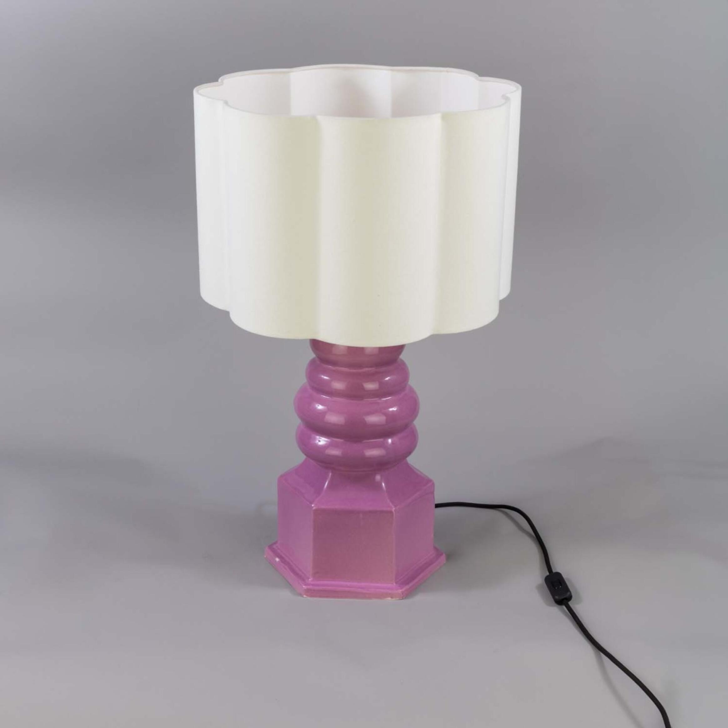 Mullan Safi Small Ceramic Table Lamp with Fabric Shade 75cm IP20 - Carnation Pink Finish