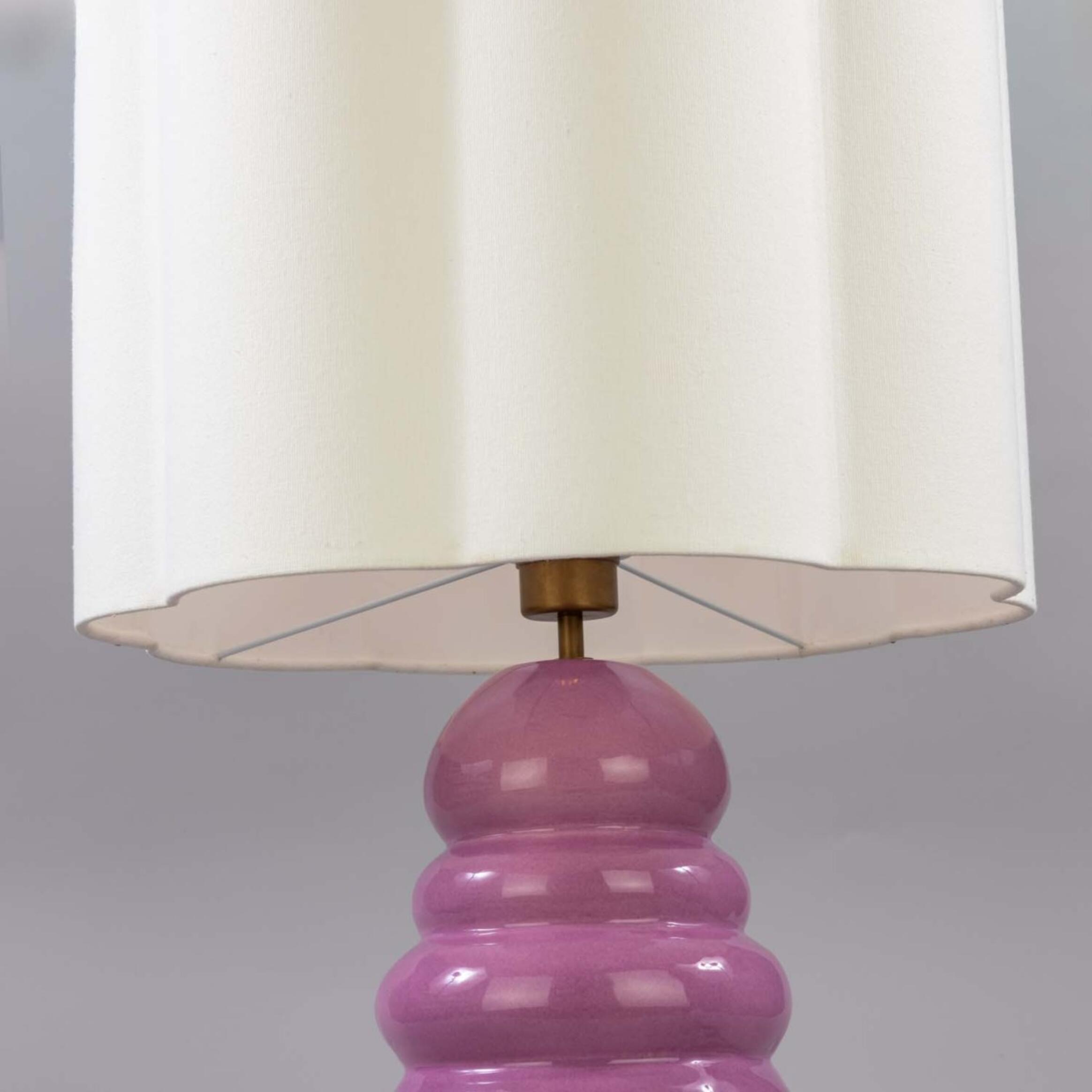 Mullan Safi Small Ceramic Table Lamp with Fabric Shade 75cm IP20 - Carnation Pink Finish