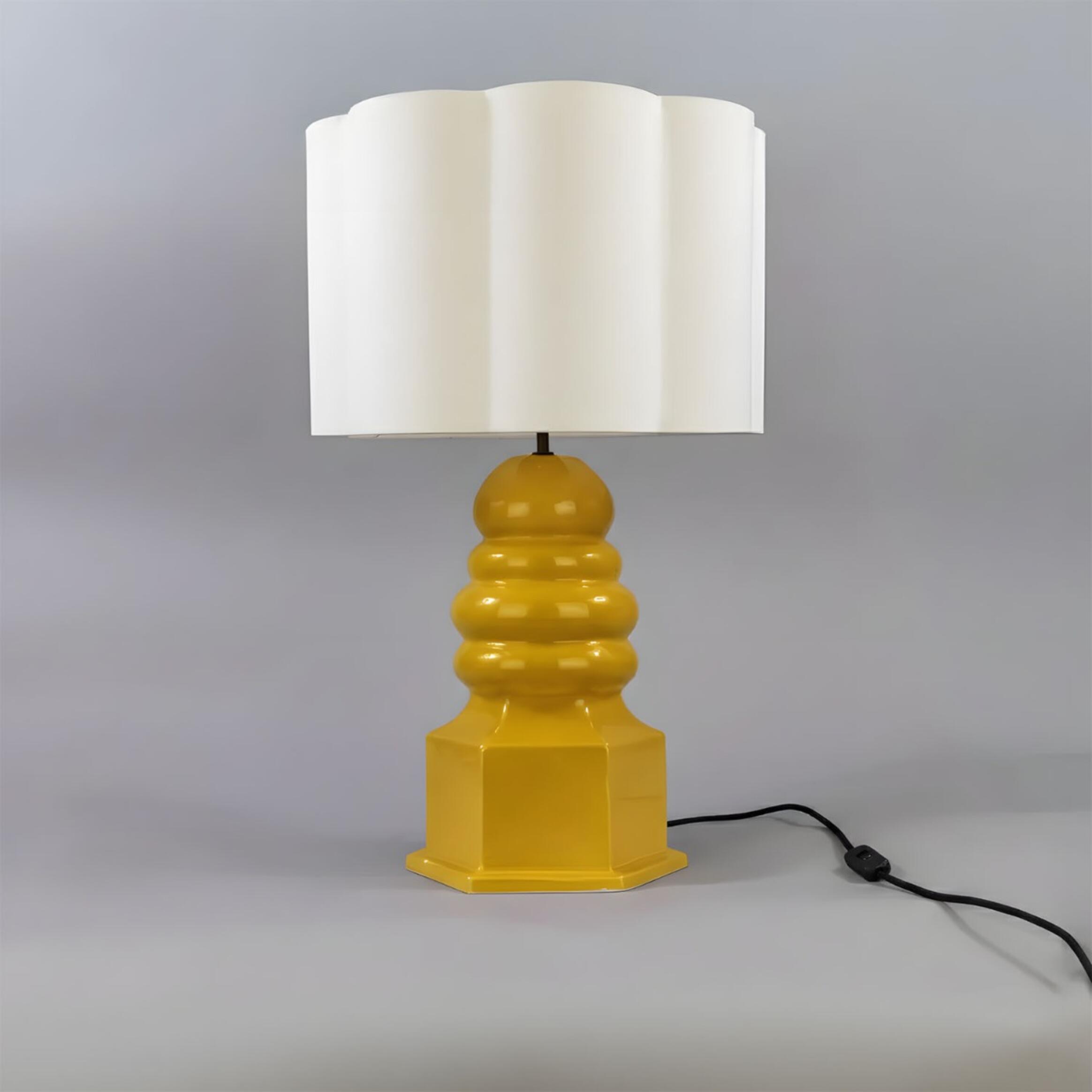 Mullan Safi Small Ceramic Table Lamp with Fabric Shade 75cm IP20 - Mustard Yellow Finish
