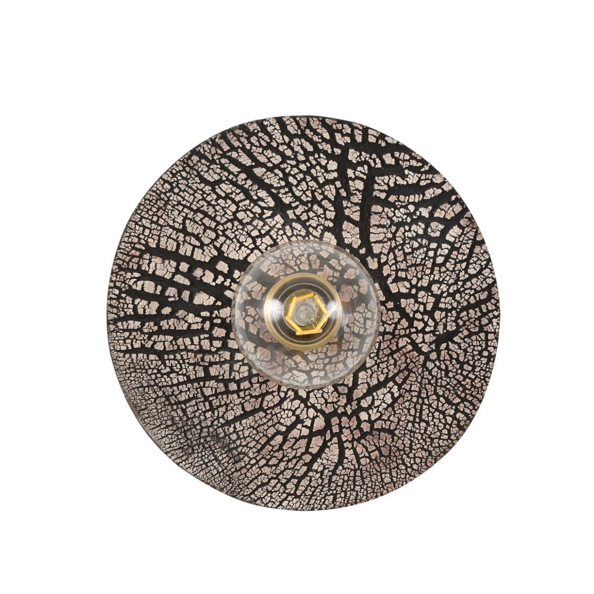 Mullan - Bog Oak Organic Ceramic Disc Wall Light Black Clay - Satin Brass Finish