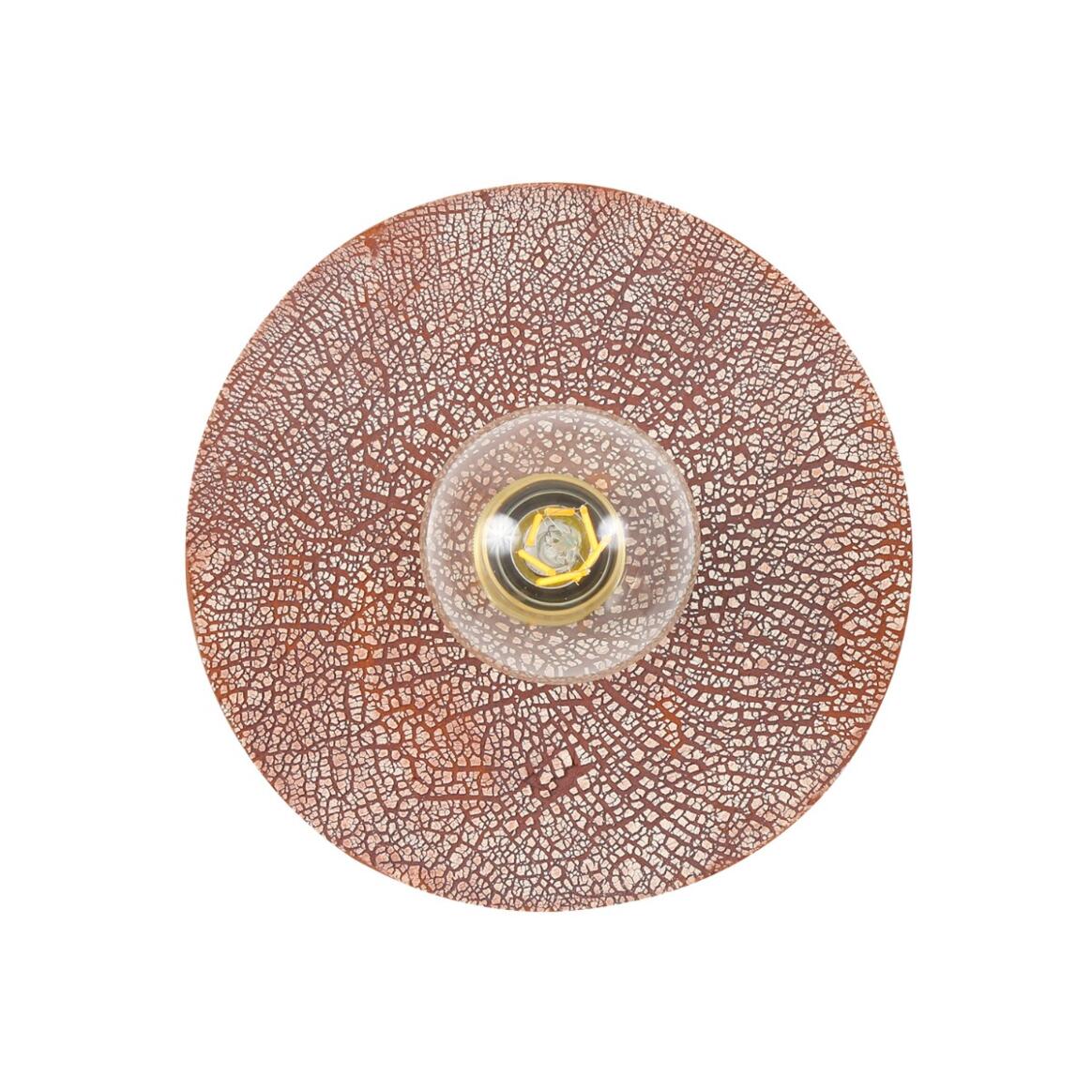 Mullan - Bog Oak Organic Ceramic Disc Wall Light Red Iron 28cm IP20 - Satin Brass Finish