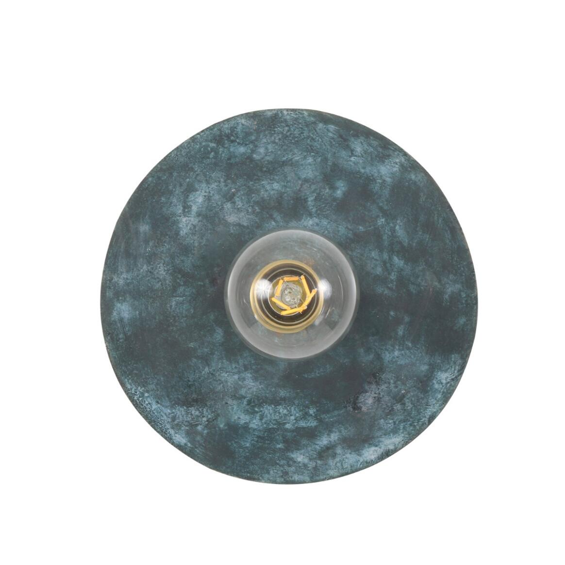 Mullan - Bog Oak Organic Ceramic Disc Wall Light Blue Earth - Satin Brass Finish