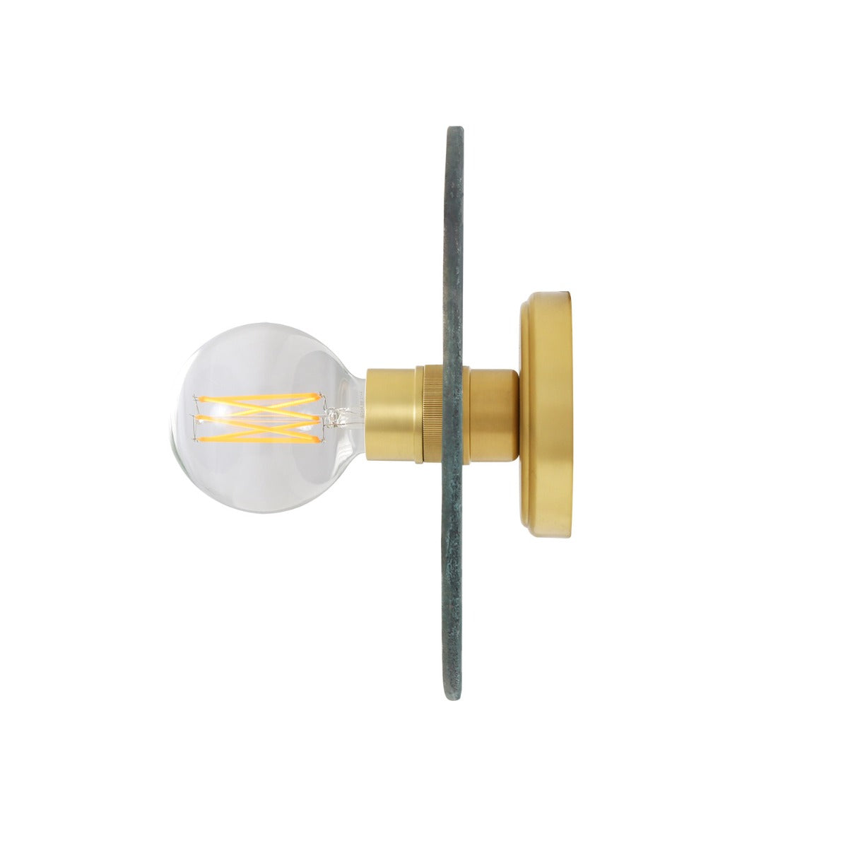 Mullan - Bog Oak Organic Ceramic Disc Wall Light Blue Earth - Satin Brass Finish