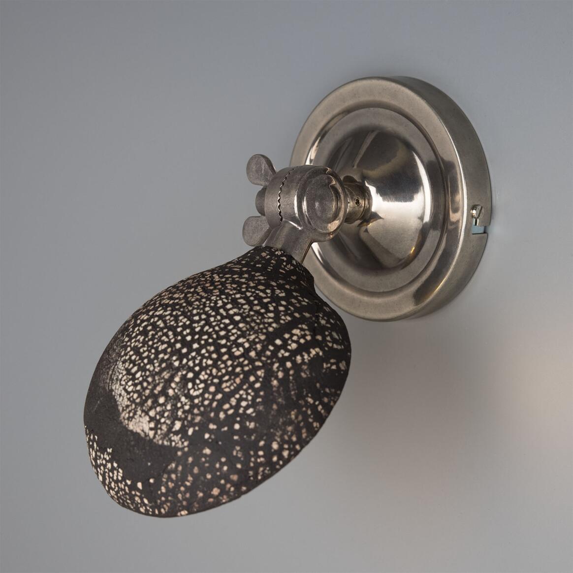 Mullan - Coco Adjustable Ceramic Wall Light Black Clay 10.5cm IP20 - Antique Silver Finish