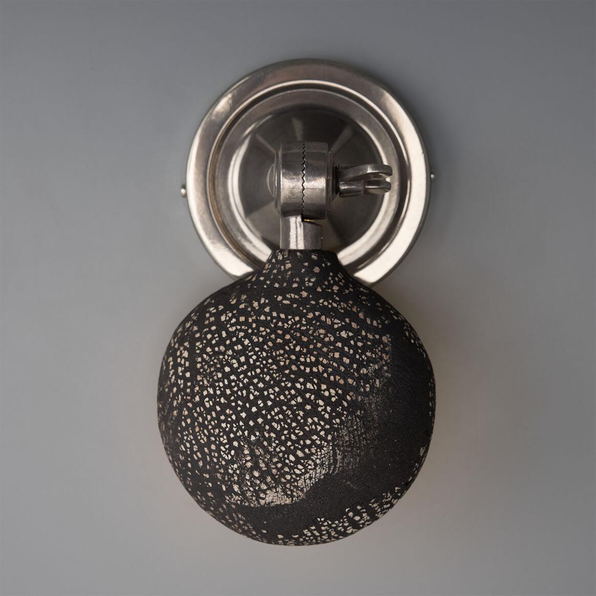 Mullan - Coco Adjustable Ceramic Wall Light Black Clay 10.5cm IP20 - Antique Silver Finish