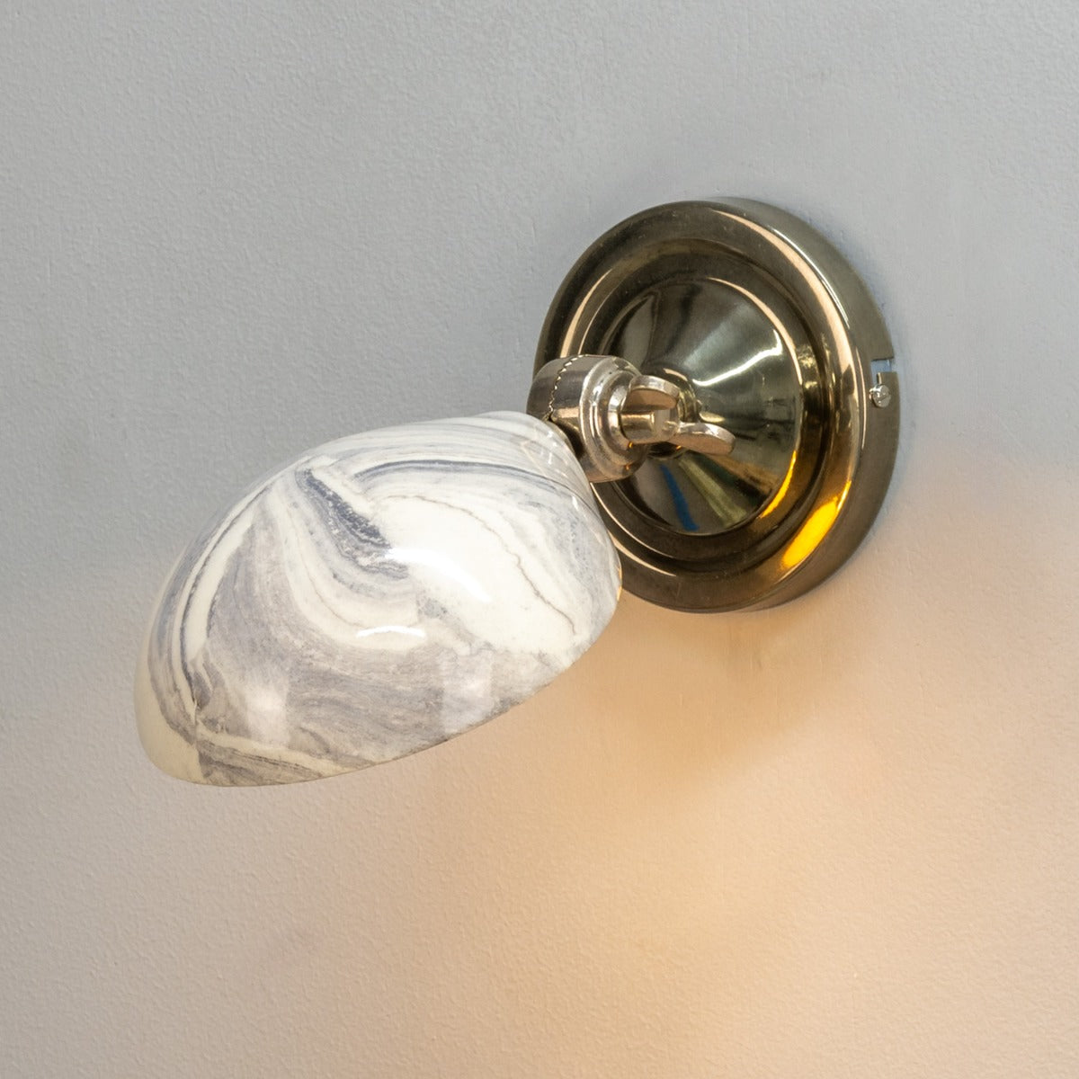 Mullan - Coco Adjustable Marbled Ceramic Wall Light 10.5cm IP20 - Antique Silver Finish