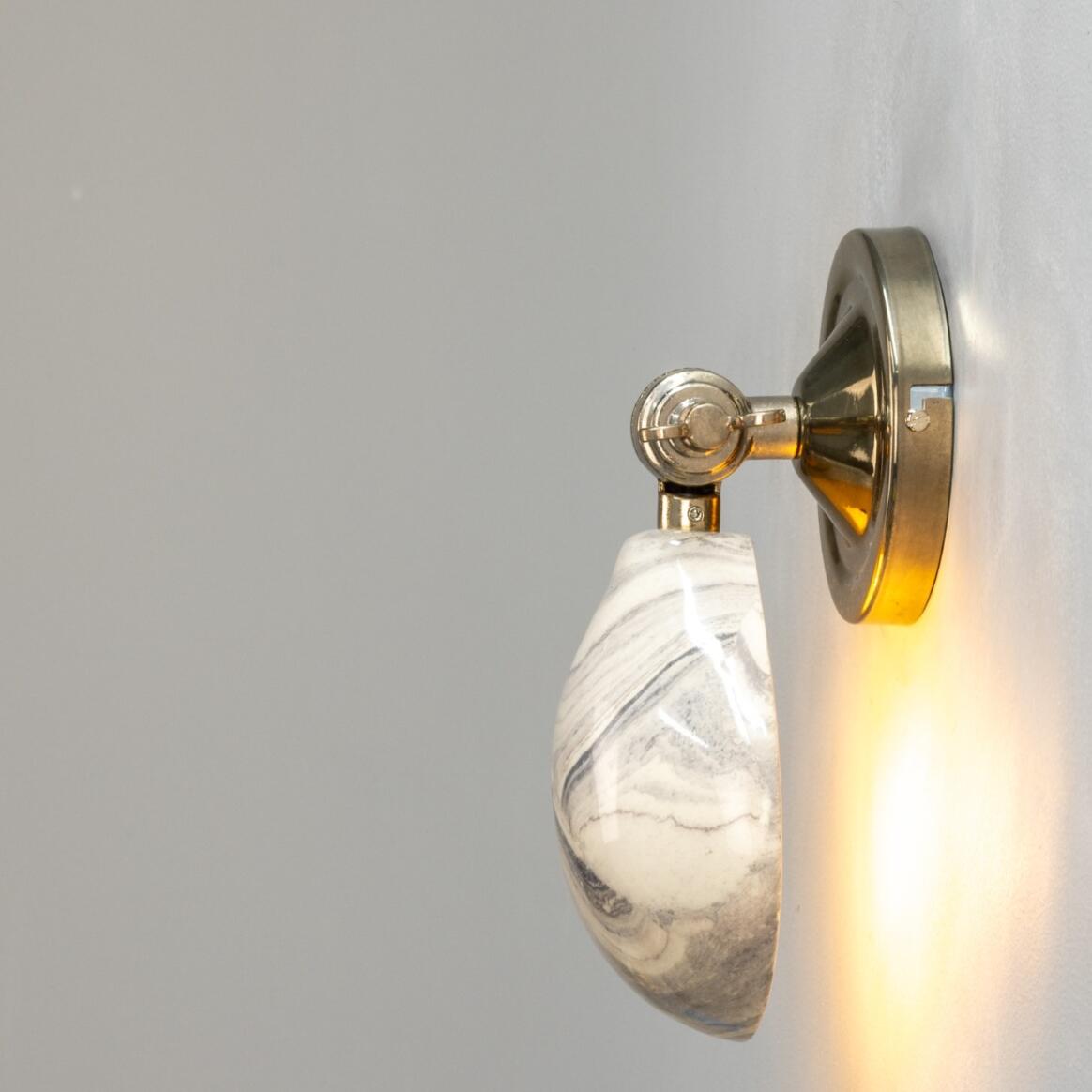 Mullan - Coco Adjustable Marbled Ceramic Wall Light 10.5cm IP20 - Antique Silver Finish