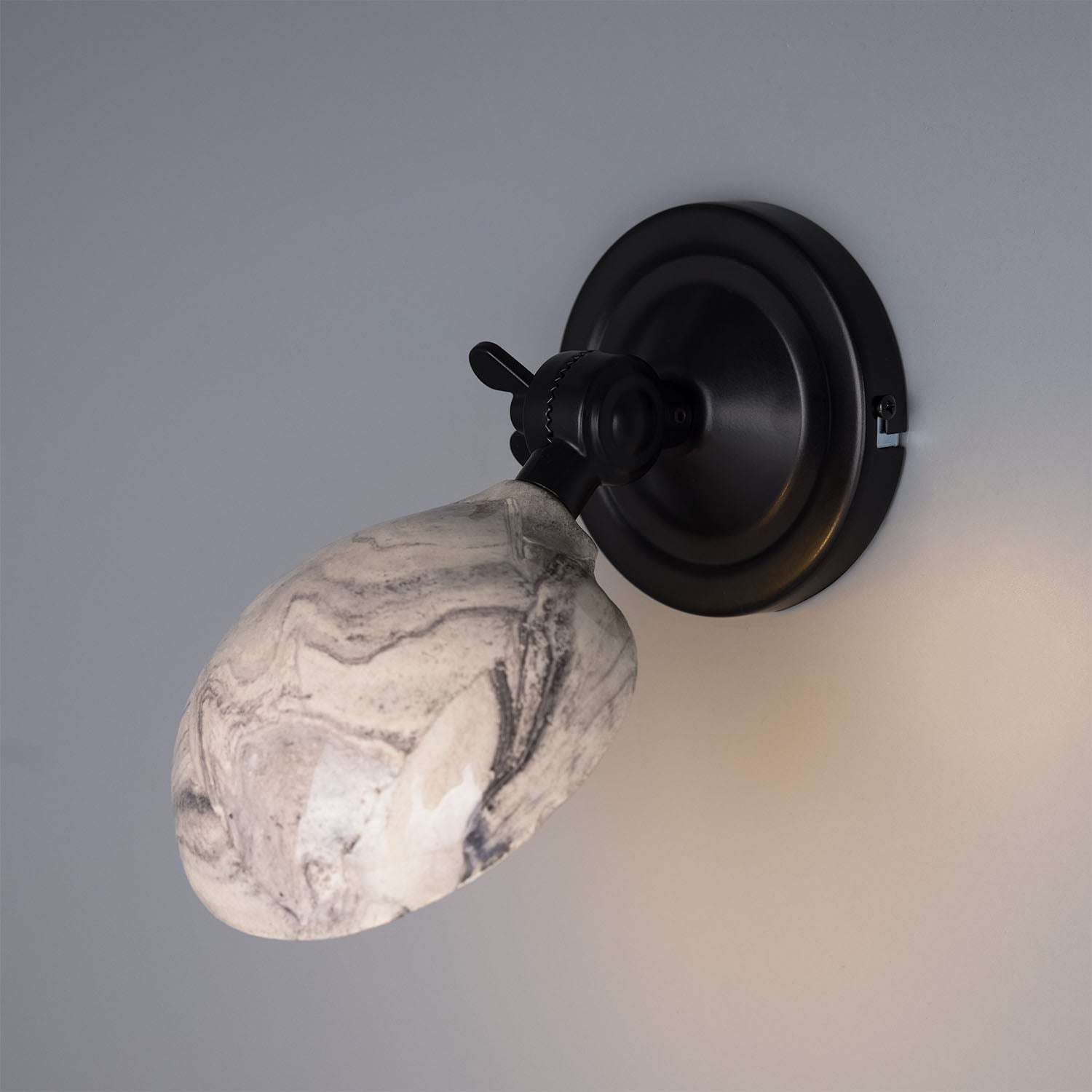 Mullan - Coco Adjustable Marbled Ceramic Wall Light 10.5cm IP20 - Powder Coated Matte Black Finish