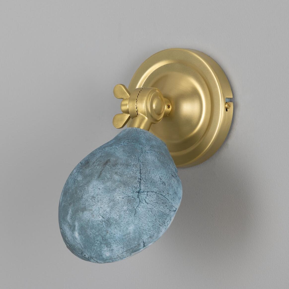 Mullan - Coco Adjustable Ceramic Wall Light Blue Earth 10.5cm IP20 - Satin Brass Finish