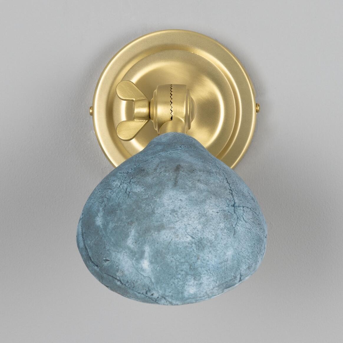 Mullan - Coco Adjustable Ceramic Wall Light Blue Earth 10.5cm IP20 - Satin Brass Finish