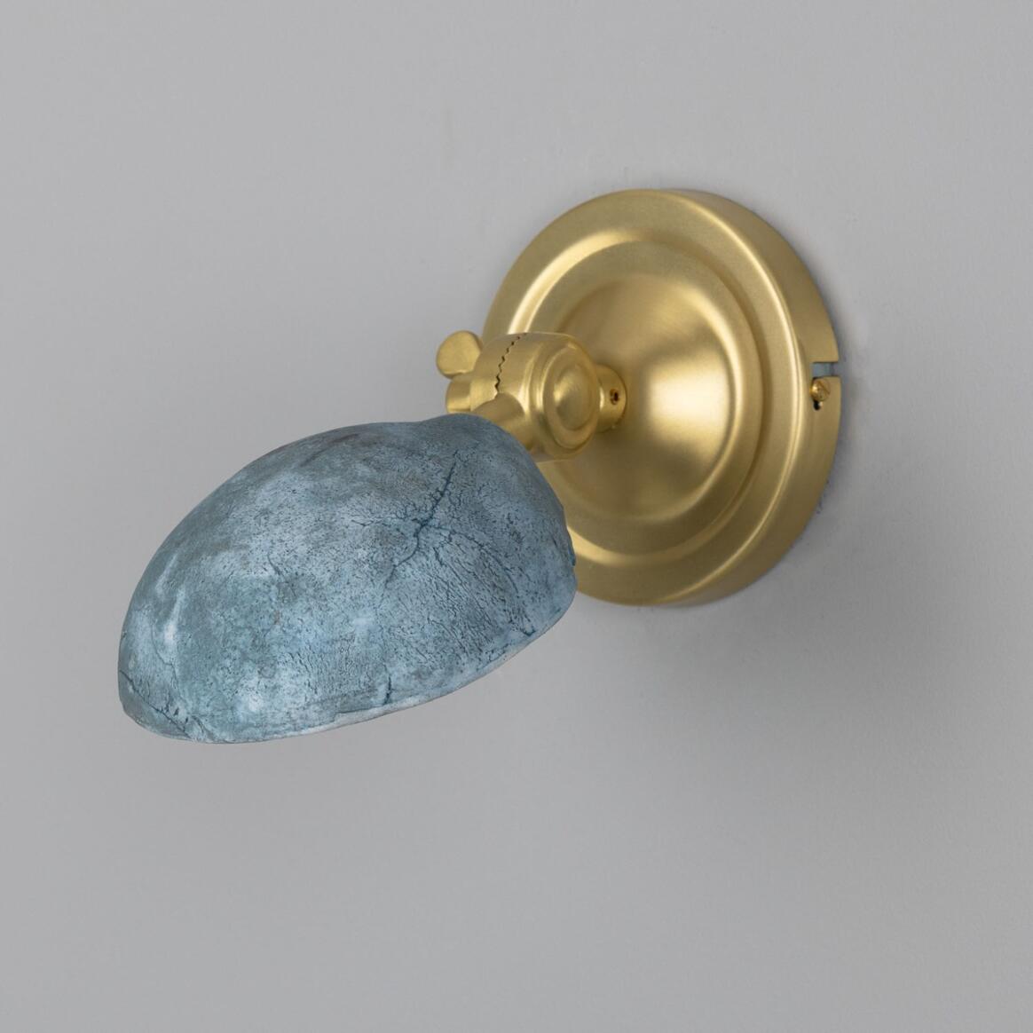 Mullan - Coco Adjustable Ceramic Wall Light Blue Earth 10.5cm IP20 - Satin Brass Finish