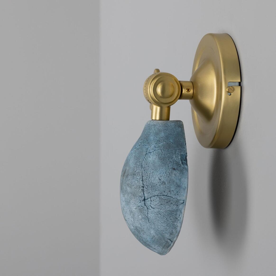Mullan - Coco Adjustable Ceramic Wall Light Blue Earth 10.5cm IP20 - Satin Brass Finish