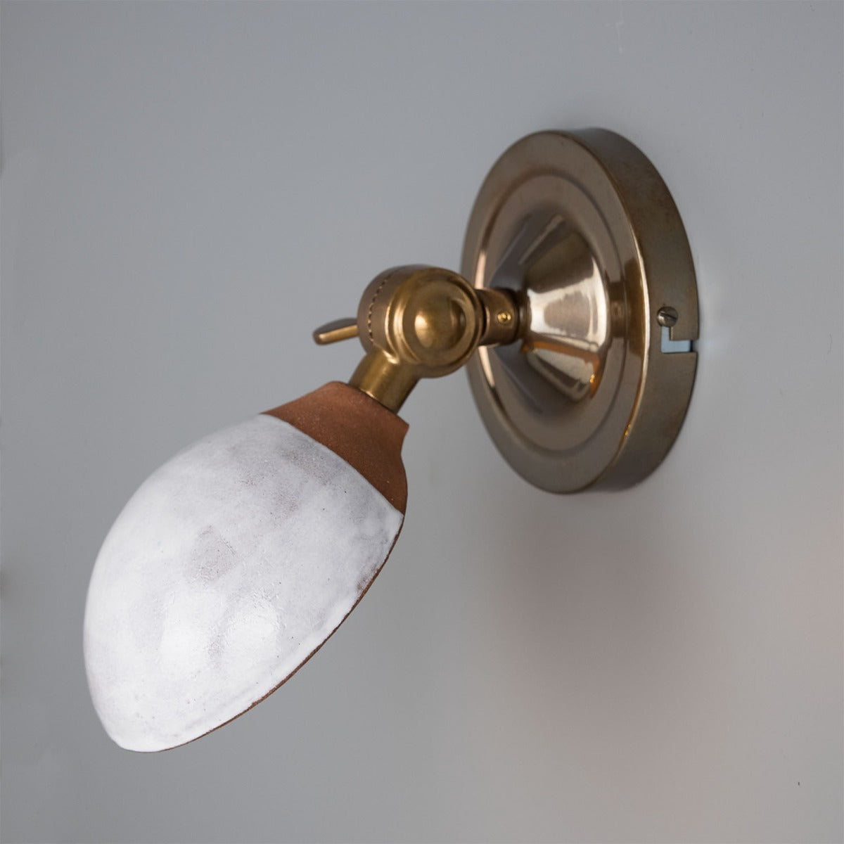 Mullan - Coco Adjustable Ceramic Wall Light Terracotta And White Glaze 10.5cm IP20 - Antique Brass Finish