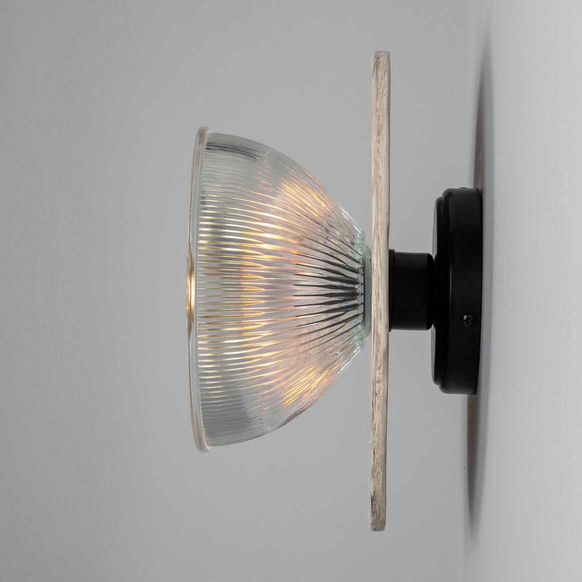 Mullan - Soraya Glass and Marbled Ceramic Disc Wall Light 28cm IP20 - Powder Coated Matte Black Finish