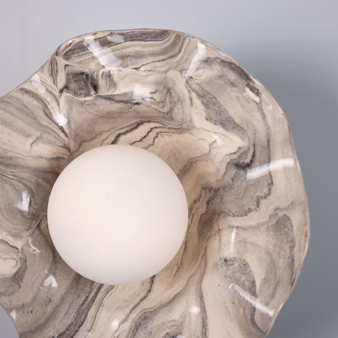 Mullan - Rivale Wall Light with Wavy Marbled Ceramic Shade 21cm IP20 - Powder Coated Matte Black Finish