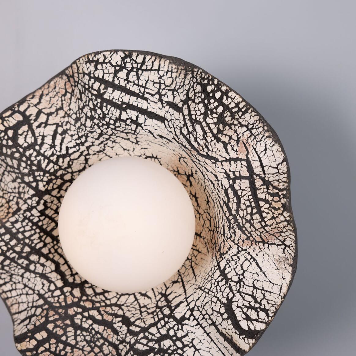 Mullan - Rivale Wall Light with Wavy Ceramic Shade Black Clay 21cm IP20 - Antique Brass Finish