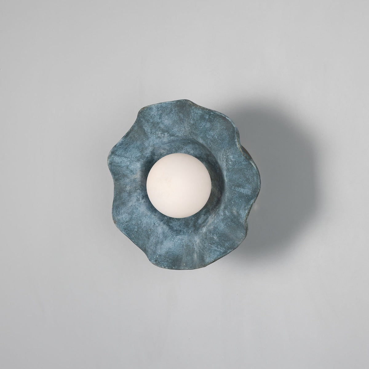 Mullan - Rivale Wall Light with Wavy Ceramic Shade Blue Earth 21cm IP20 - Antique Silver Finish