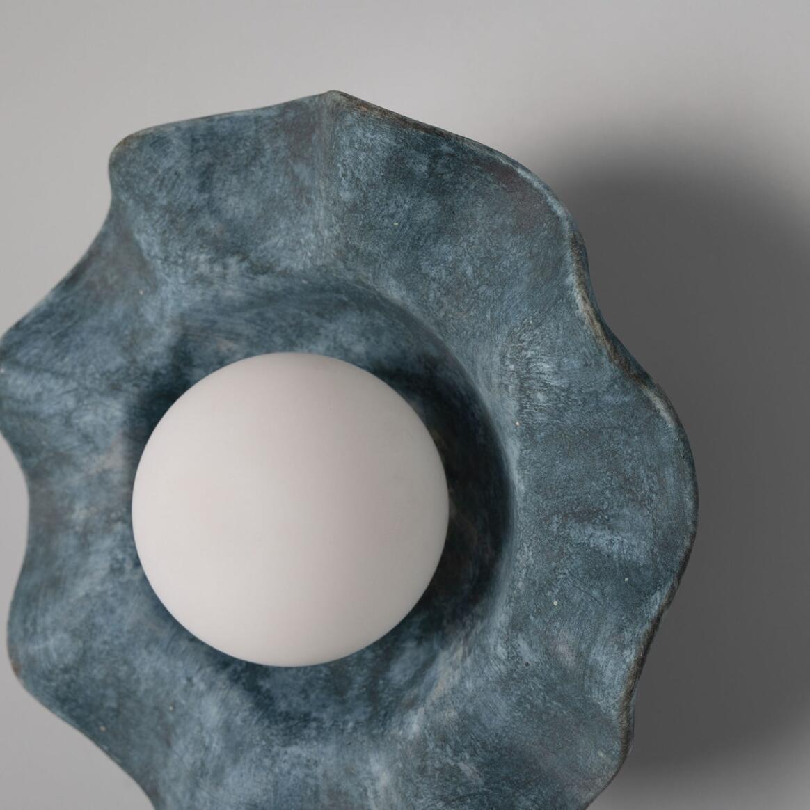 Mullan - Rivale Wall Light with Wavy Ceramic Shade Blue Earth 21cm IP20 - Antique Silver Finish