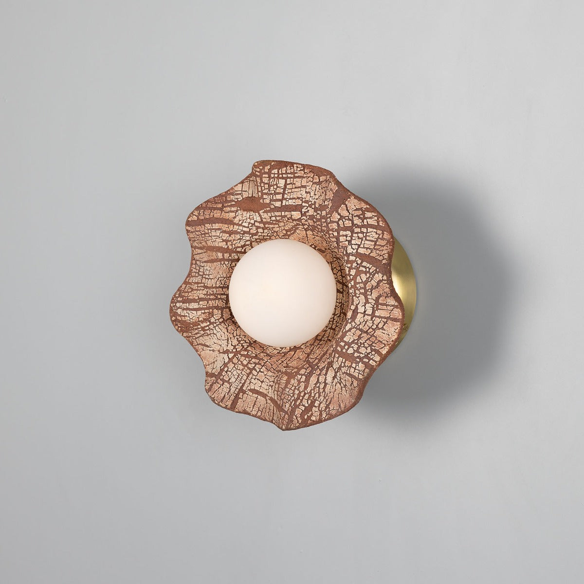 Mullan - Rivale Wall Light with Wavy Ceramic Shade Red Iron 21cm IP20 - Satin Brass Finish