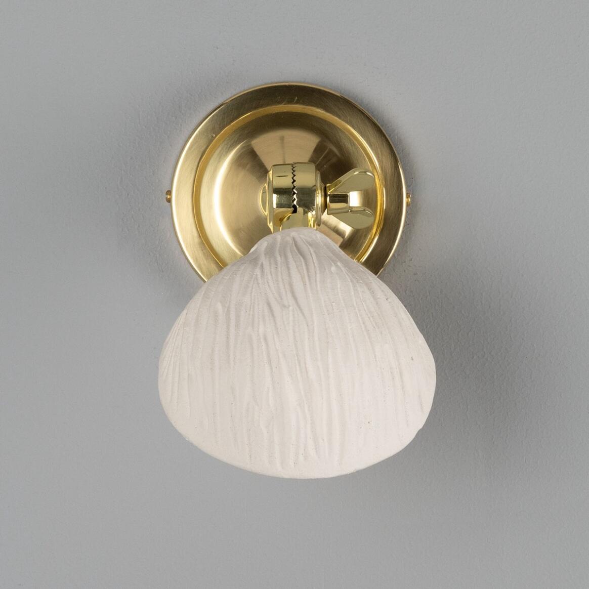 Mullan - Coco Adjustable Ceramic Wall Light Matte White Striped 10.5cm IP20 - Polished Brass Finish