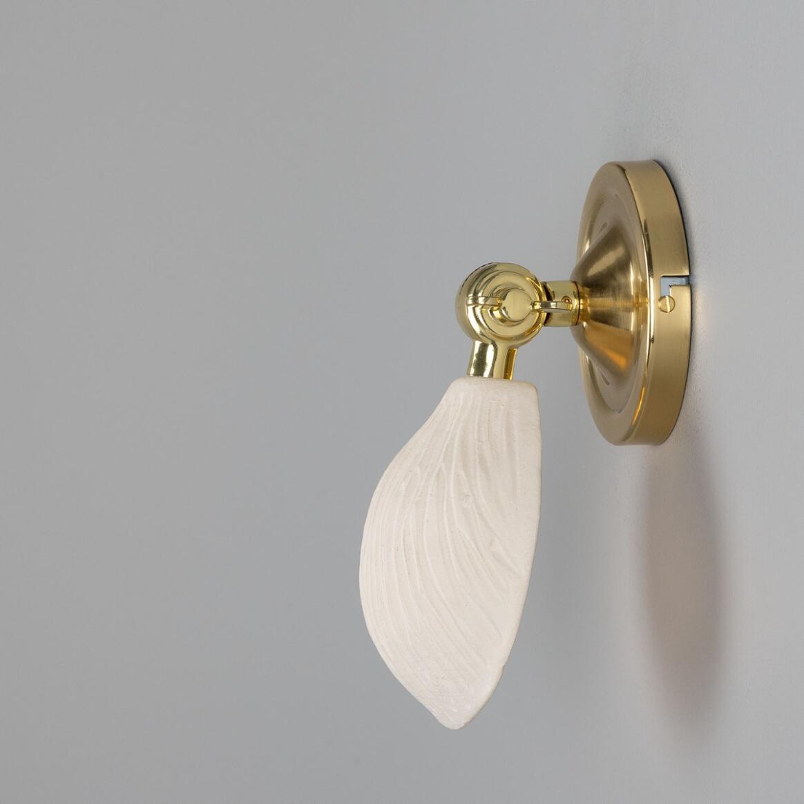 Mullan - Coco Adjustable Ceramic Wall Light Matte White Striped 10.5cm IP20 - Polished Brass Finish
