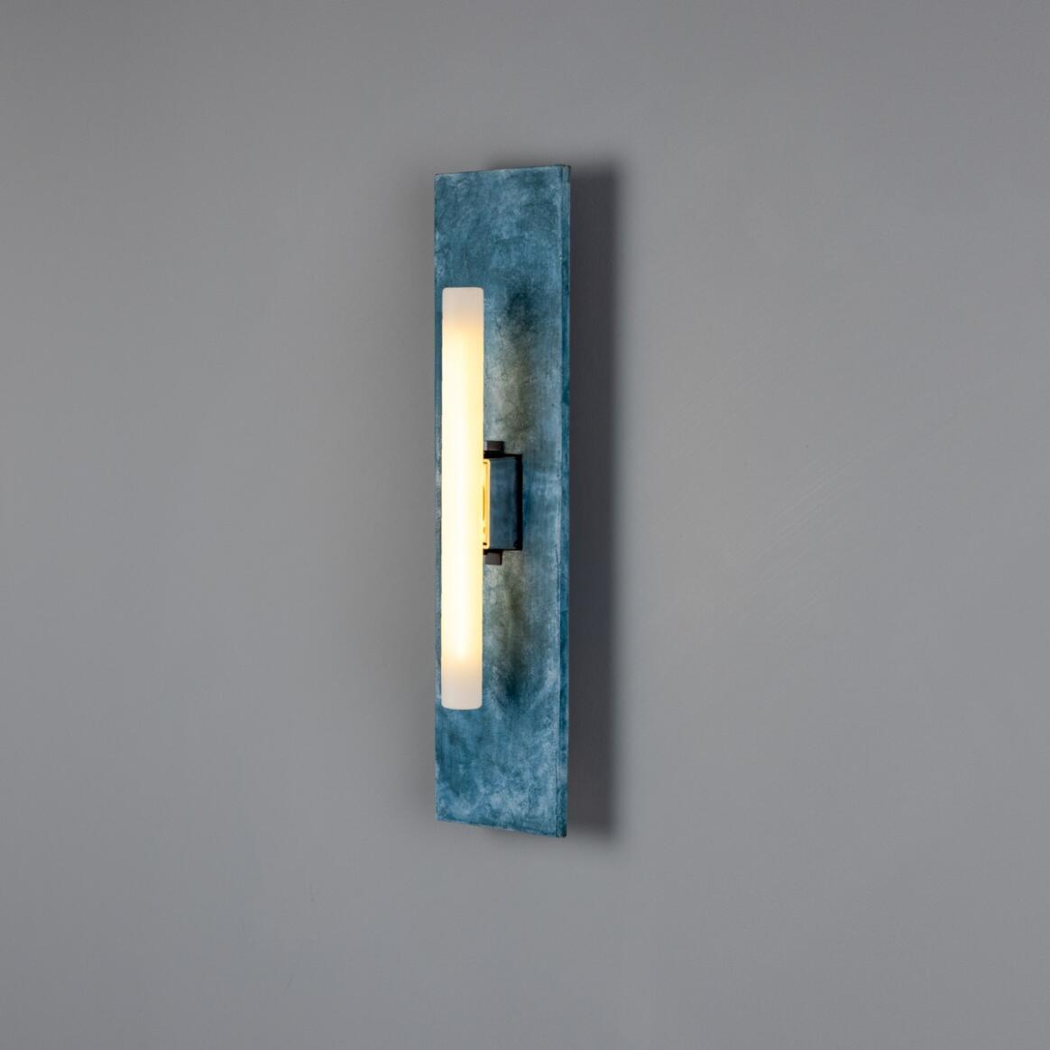 Mullan - Capua Rectangular Ceramic Wall Light Blue Earth 50cm IP20 - Powder Coated Matte Black Finish