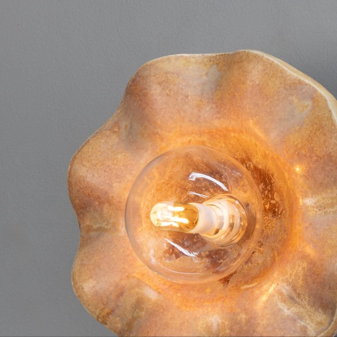 Mullan - Rivale Wall Light with Wavy Ceramic Shade Oatstone 21cm IP20 - Antique Brass Finish