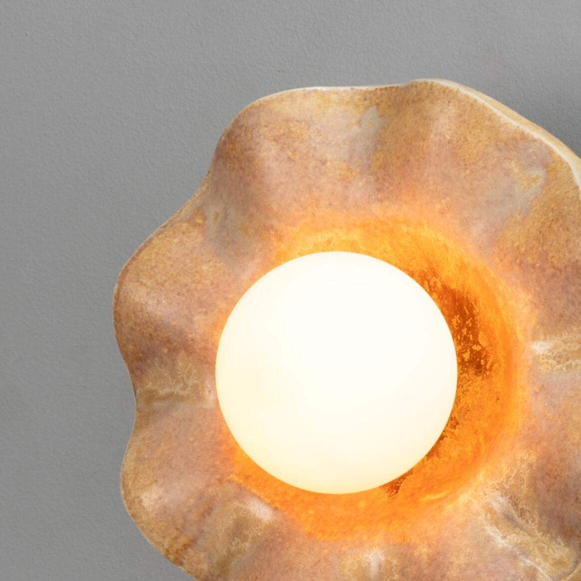 Mullan - Rivale Wall Light with Wavy Ceramic Shade Oatstone 21cm IP20 - Antique Brass Finish